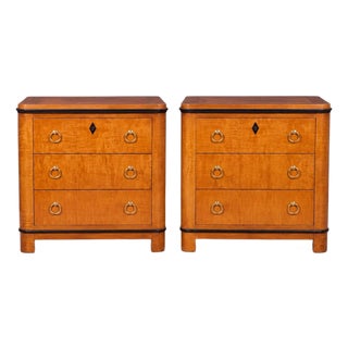 Midcentury Biedermeier Style Maple Chests Side Tables National Mt. Airy, Pair For Sale
