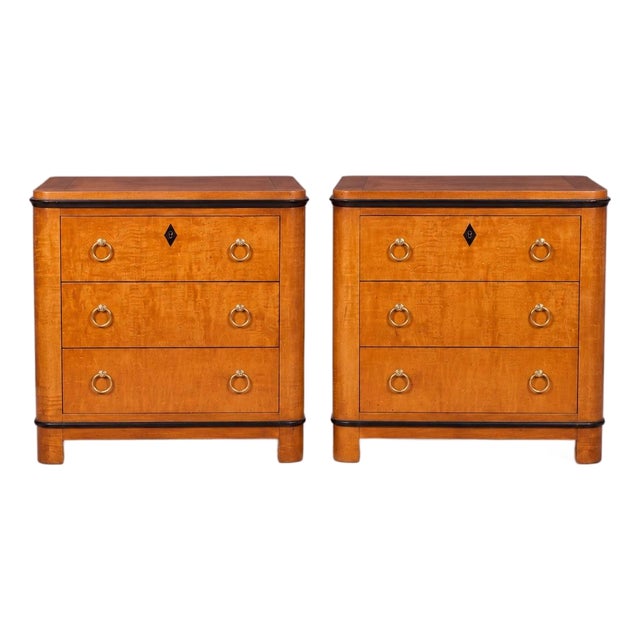 Midcentury Biedermeier Style Maple Chests Side Tables National Mt. Airy, Pair For Sale