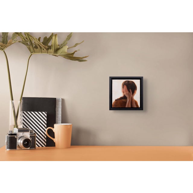Falling into Moments by Ken Cunningham | Oil on cradled panel of a figure covering their ears For Sale - Image 4 of 5
