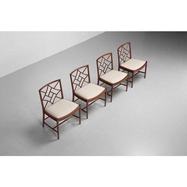 Textile Cockpen Dining Chairs in Mahogany, 1940, Set of 4 For Sale - Image 7 of 16