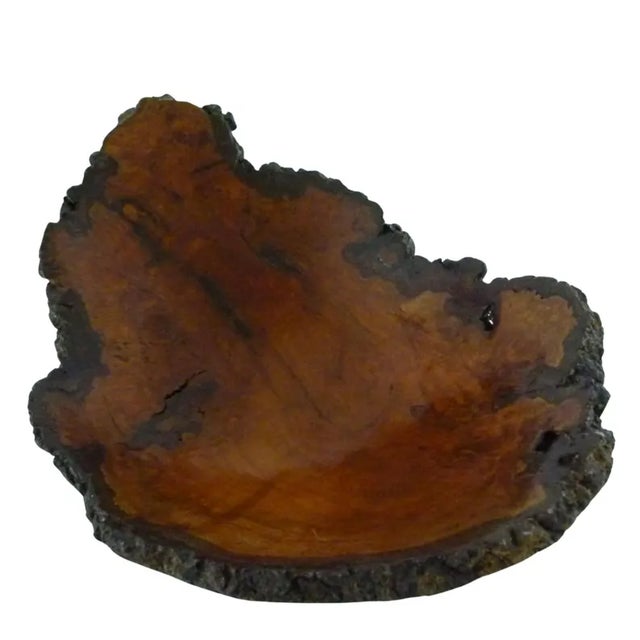 1970s Cherry Burl Bowl by Hoyt G. Brown Signed . Appalachian Folk Art . Live Edge Wood Bowl For Sale - Image 13 of 18