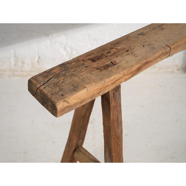 Small Antique Wooden Bench For Sale - Image 3 of 9