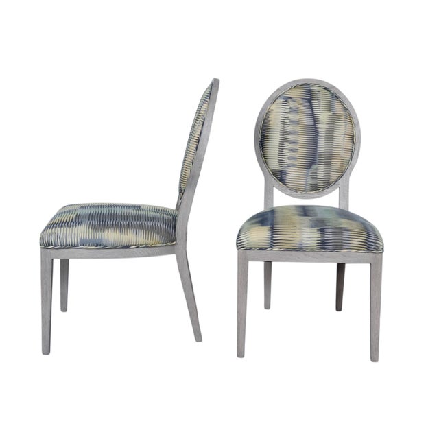 Bassett Basset Attributed Oval Back Side Chairs, a Pair For Sale - Image 4 of 7