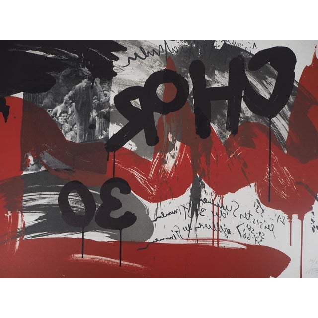 Wolf VOSTELL (1932-1998) The Scream: The Crowd, 1990 Original color lithograph Signed and dated in pencil (also signed in...