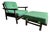 Ficks Reed Lounge Chair With Ottoman C. 1960’s Very Good Condition Dark Wood Green Cushions For Sale