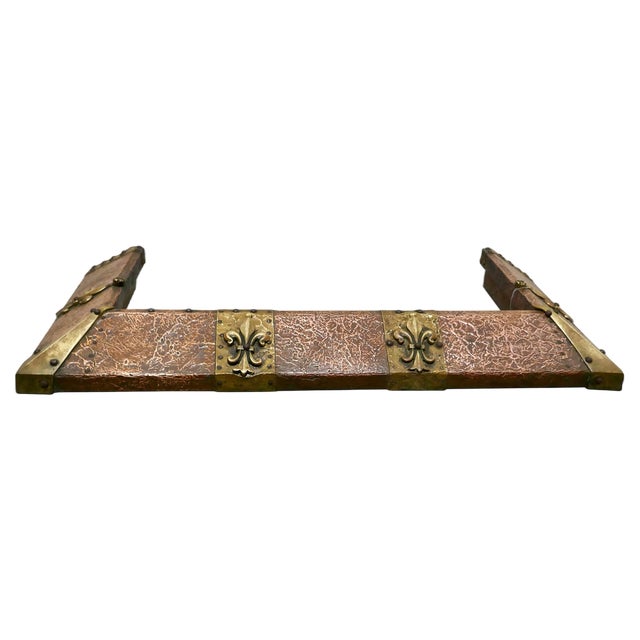 Arts & Crafts Victorian Brass and Copper Fender, 1890s For Sale