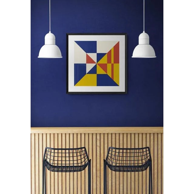 This fine art print was inspired by coastal nautical flags using red, blue, yellow, black, and white color only. Digitally...