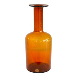 1960s Otto Brauer Kastrup Danish Modern Hand Blown Burnt Orange Gulv Vase Art Glass by Holmegaard For Sale