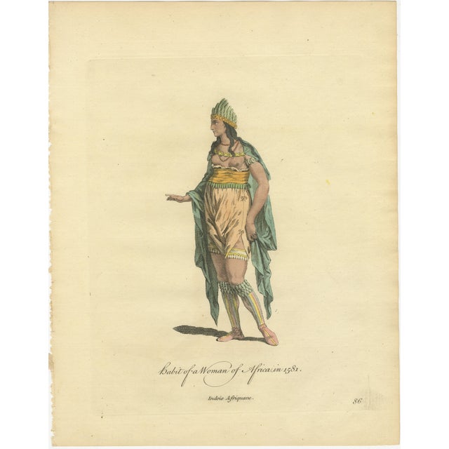 Hollywood Regency European School Artist, Habit of a Woman of Africa in 1581, 1749, Engraving For Sale - Image 3 of 9