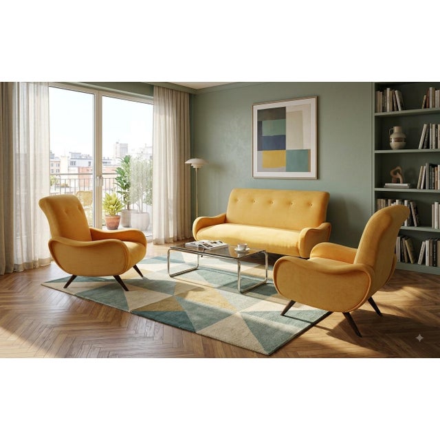 Sofa and Chairs by Marco Zanusos, 1960s, Set of 3 For Sale - Image 9 of 10