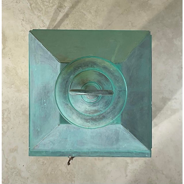 Turquoise Single Solid Brass Vintage Wall Lantern 21”h X 7”.5w X 8”d For Sale - Image 8 of 14