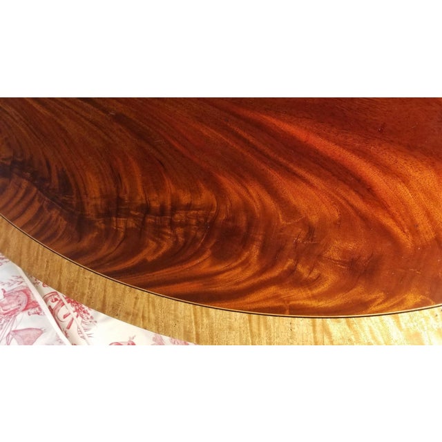 Maroon Final Clearance Red Flame Figured Fruitwood Banded Exceptional Grade A+ Veneer Table of 20th C. For Sale - Image 8 of 12