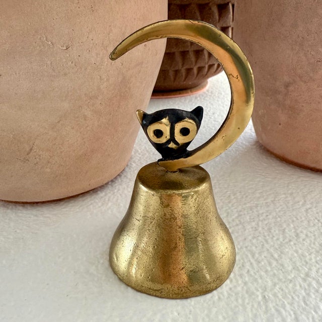 Mid-Century Modern Rare Walter Bosse Mid Century Modern Owl Bell Hagenauer Brass Austria Vintage For Sale - Image 3 of 5