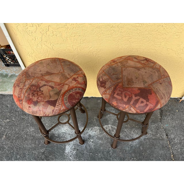 Boho Chic Vintage Counter Stools 25” - Set of 2 For Sale - Image 3 of 4