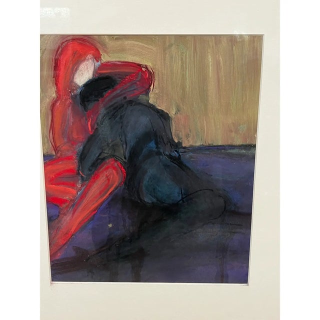 Black Nancy Willis Two Spies in Red Painting, Circa 1980 For Sale - Image 8 of 11