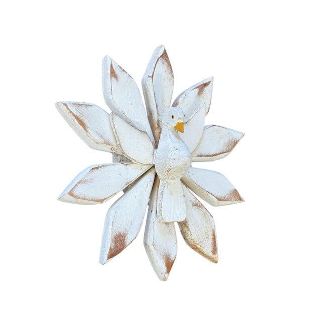 Carved Wood Dove the Holy Spirit Wall Hanging Sculpture 7.5" H For Sale - Image 4 of 6