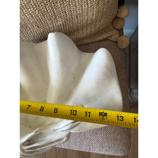 Large Vintage Sculptural Ceramic Clam Shell Bowl – Ivory Coastal Centerpiece For Sale - Image 4 of 12
