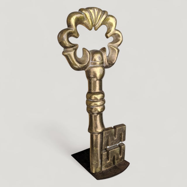 Vintage Large Brass Skeleton Key Doorstop For Sale - Image 4 of 9