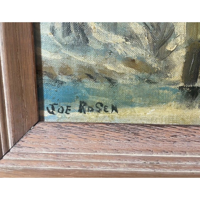 Paint Antique Joe Rosen Oil / Board Winter Woodsy Landscape Expressionism Painting For Sale - Image 7 of 8