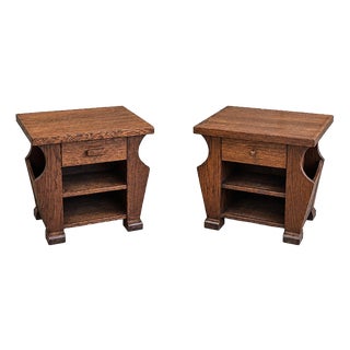 Vintage Brown Nightstands in Oak, Set of 2 For Sale