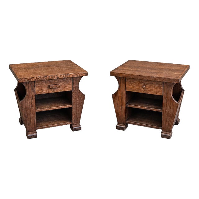 Vintage Brown Nightstands in Oak, Set of 2 For Sale