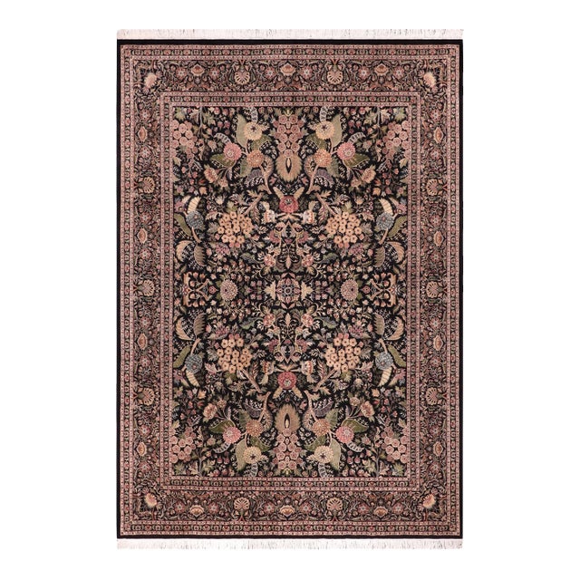 Art Nouveau 1990's Pak-Persian Black/Black Wool Rug - 9'1'' X 12'2'' For Sale