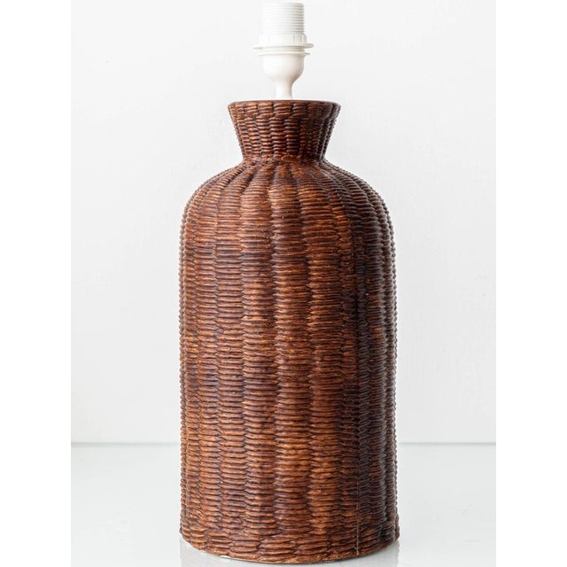Wicker Table Lamp with New Woven Cream Cord Lampshade, 1970s For Sale - Image 6 of 11