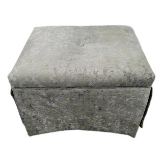 Vintage Silver Gray Velvet Ottoman For Sale
