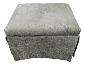 Vintage Silver Gray Velvet Ottoman