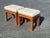 Mid-Century Modern Pair of Solid Cherry Upholstered Ottomans or Stools For Sale - Image 3 of 6