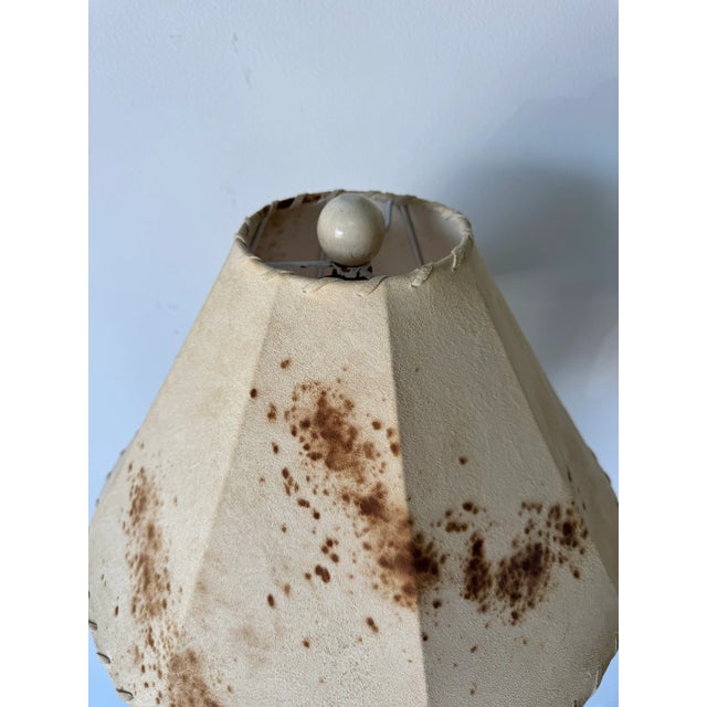 Yasha Heifetz Organic Biomorphic Carved Oak Sculptural Floor Lamp With Original Leather Shade For Sale In Miami - Image 6 of 12