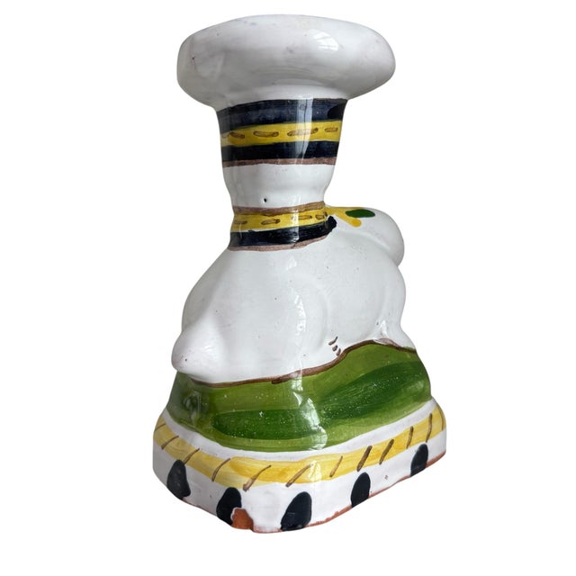 1970s Vintage Portugal Deruta Style Hand Painted Rabbit Candlestick Holders For Sale - Image 5 of 9