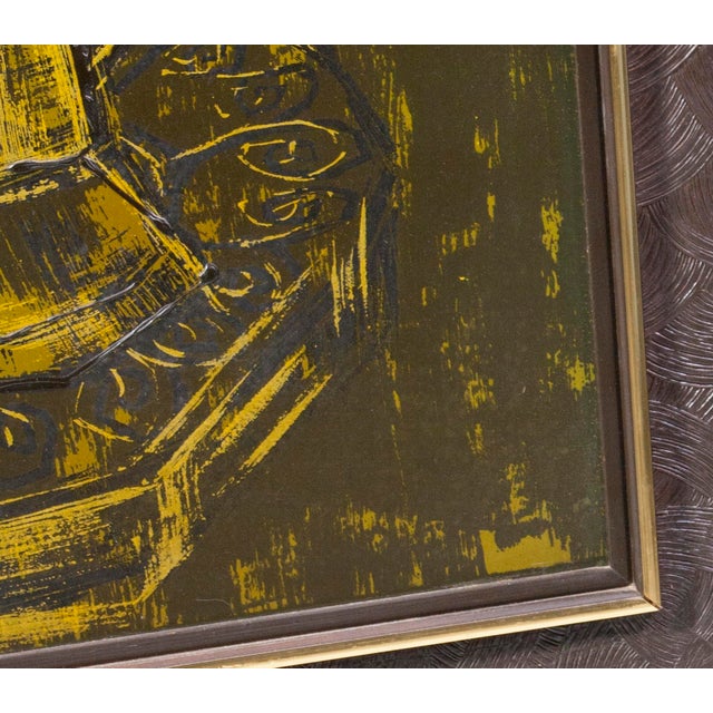 Midcentury Floral Still Life Mixed Media on Board Vase of Zinnias Framed Signed Janss For Sale - Image 9 of 11