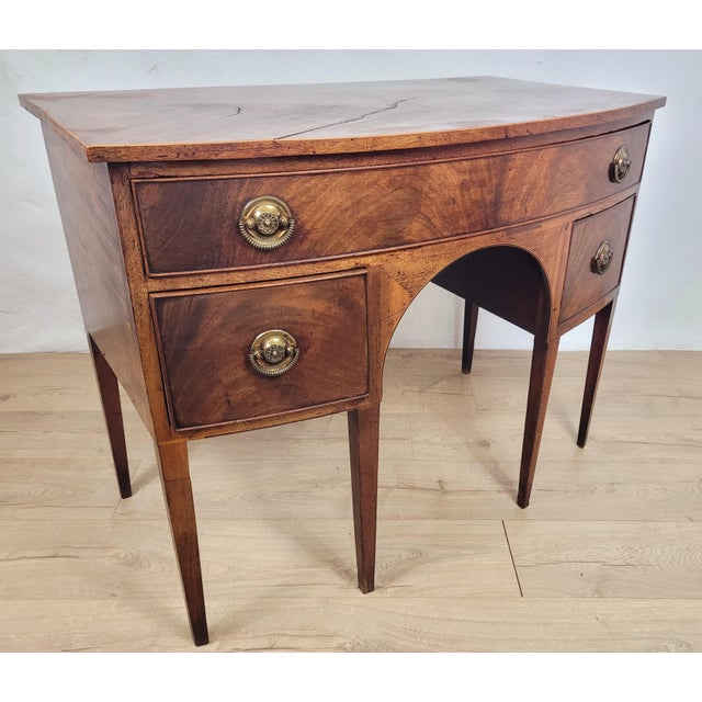 Hollywood Regency English Regency Bowfronted Sideboard with Drop Handles, 1800s For Sale - Image 3 of 18