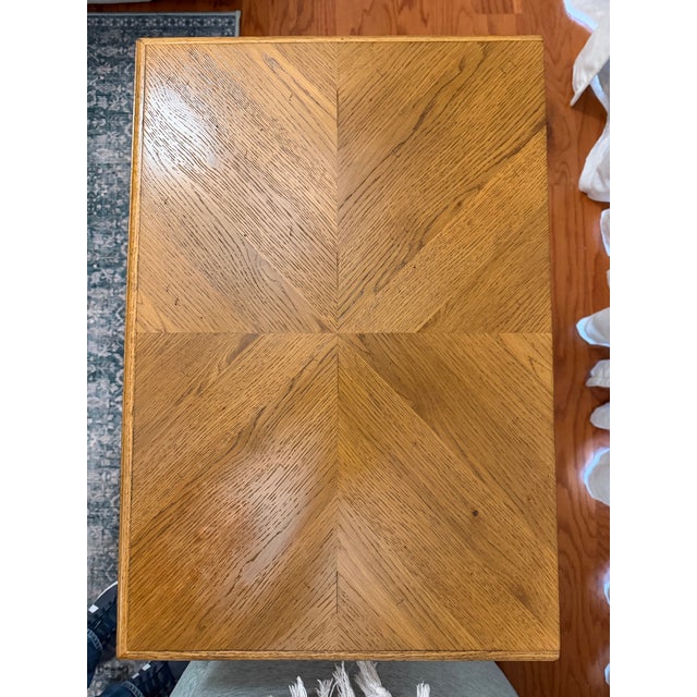 Theodore Alexander Theodore Alexander Oak Parquetry Nightstand / Side Table With Drawer and Two Shelves For Sale - Image 4 of 8