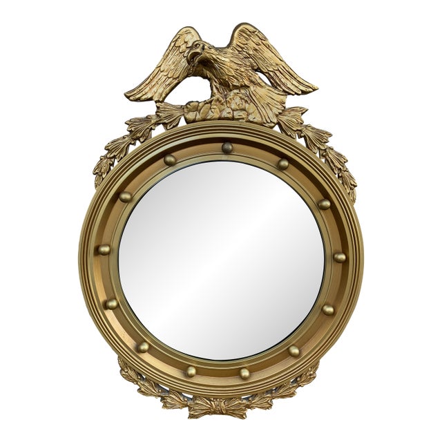 American Federal Giltwood Eagle Bullseye Convex Mirror For Sale