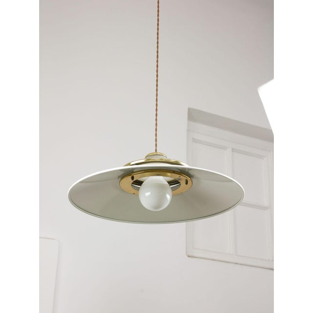 Vintage Italian Brass and Metal Saucer Pendant Lamp, 1970s For Sale - Image 18 of 18