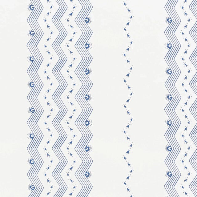 Contemporary Schumacher Nauset Stripe Wallpaper in Indigo For Sale - Image 3 of 4