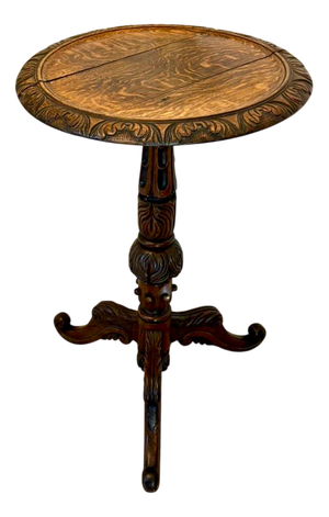 Antique Victorian Carved Oak Tripod Table, 1860
