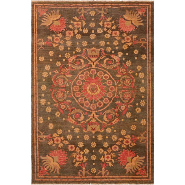 1970s 1970s Vintage Tribal Low Pile Green/Green Wool Rug - 6'3" X 8'3" For Sale - Image 10 of 10