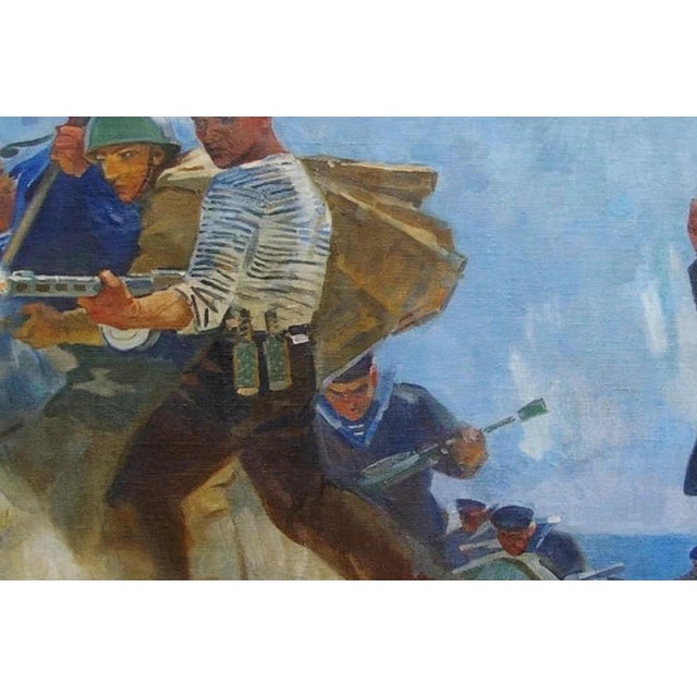 Soviet Army Attack Oil Painting, Socialist Realism, Ukrainian Art 100-149 For Sale - Image 6 of 6