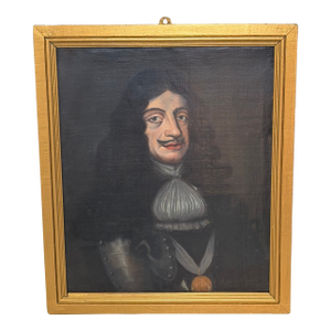 Oil Portrait of King Charles II in Armour With the Order of the Garter English School, Circa 1850, After Sir Peter Lely (1618–1680)