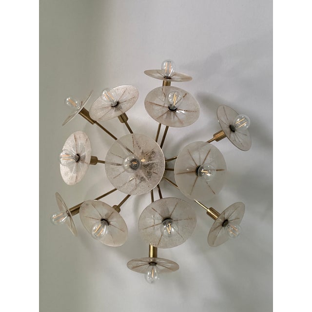 Mid 20th Century Dandelion Art Glass Shade Chandelier Lightolier Designed by Gerald Thurston For Sale - Image 14 of 15
