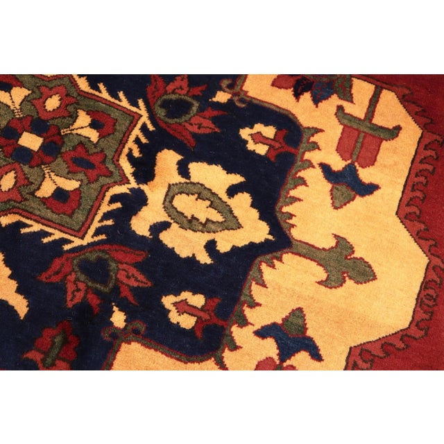 1980s 1980s 1980s Antique Rustic Kargahi Rust/Gold Hand Knotted Rug For Sale - Image 5 of 9