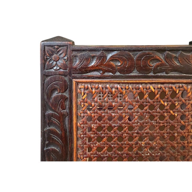 Early 20th Century Early 20th Century Jacobean Revival Book Slide in Mahogany With Cane Panels For Sale - Image 5 of 7