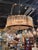 Striking Italian Murano drum chandelier featuring clear and champagne colored glass. Creates a beautiful warm glow! A...