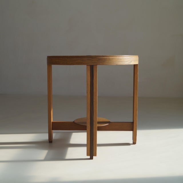 Dutch Art Deco Amsterdam School Blonde Oak Side Table, 1920s For Sale - Image 4 of 10