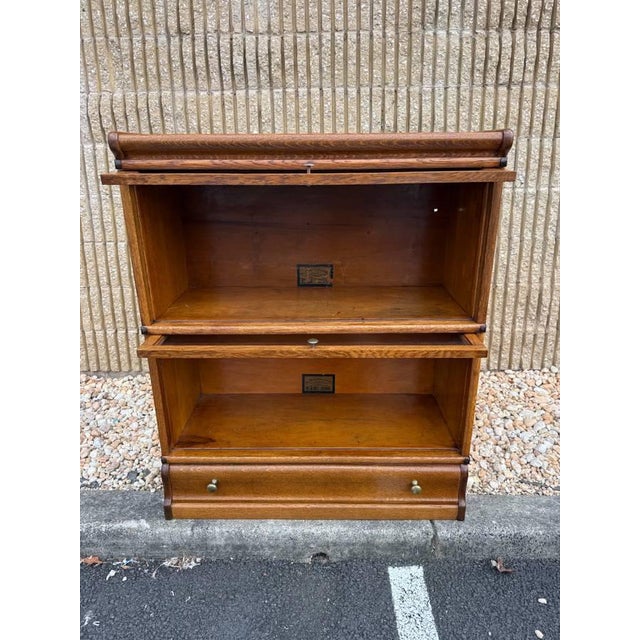 Early 20th Century Globe -Wernicke Antique Tiger Oak Two Stacking Bookcase For Sale - Image 11 of 15
