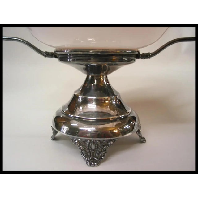 19th Century Bride's Basket Cased Pink Glass in Silverplate For Sale - Image 4 of 10