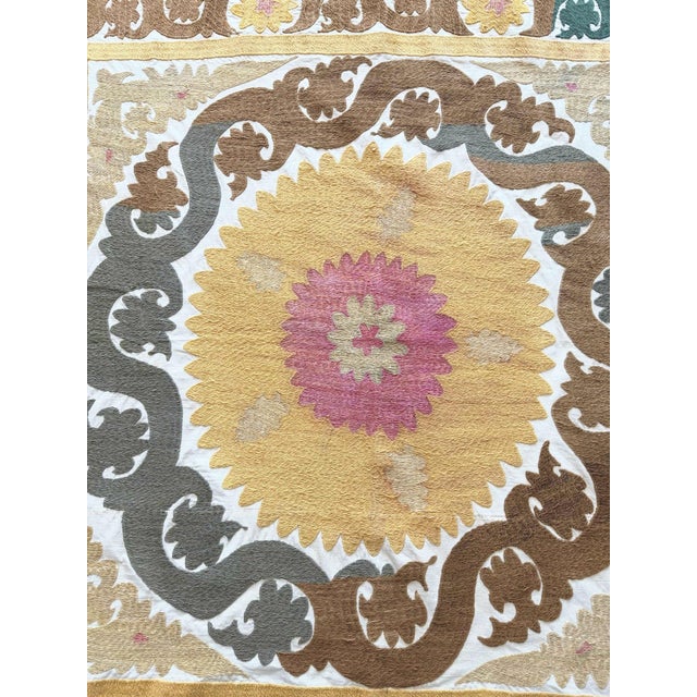 Vintage Embroidery Suzani from Uzbek, circa 1960s era. Dimension; 50'' x 52'' inches / 128 x 131 cm / 4'2'' x 4'4''...